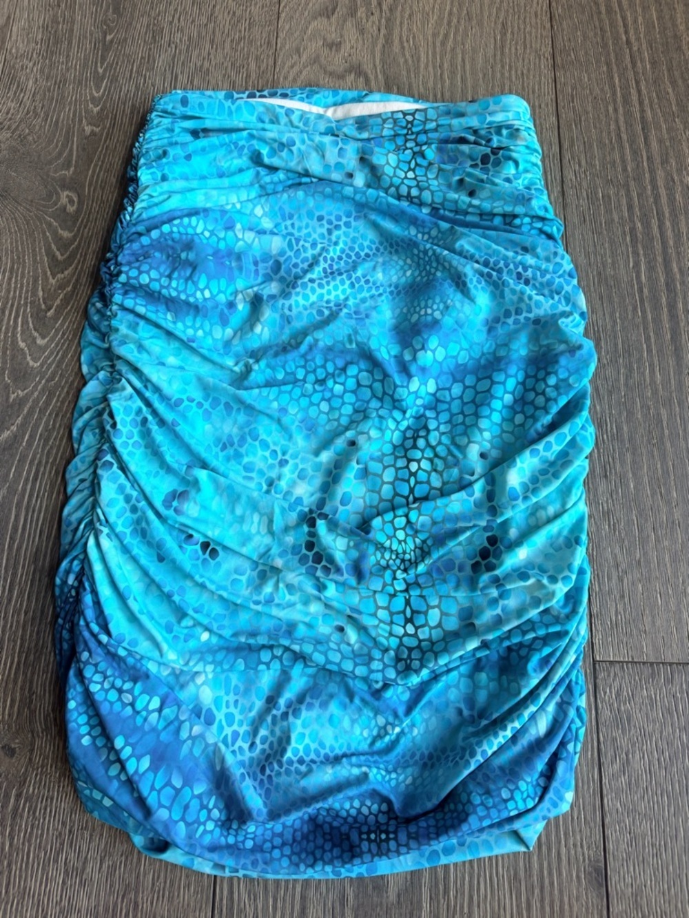 Exotica Marine Dream Slinky Silky Ruched Mini Skirt Size Medium